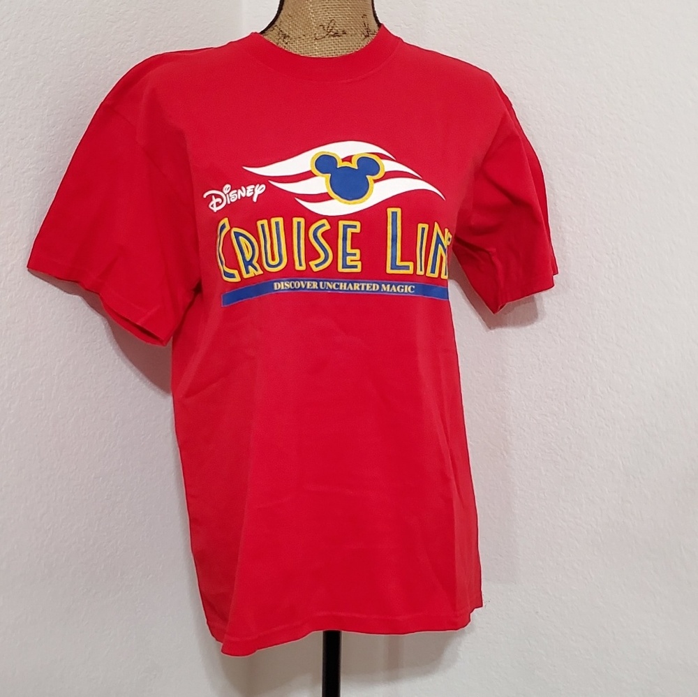 DISNEY Cruise Line red short sleeve graphic tee Med. Mickey Mouse Limited Ed.